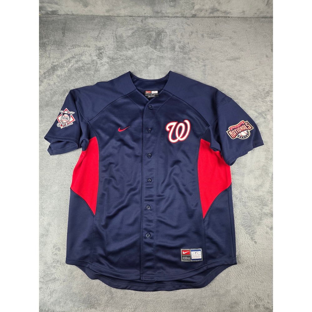 Nike Washington Nationals Jose Vidro #3 MLB Jersey Mens Size L Blue Red Stitched